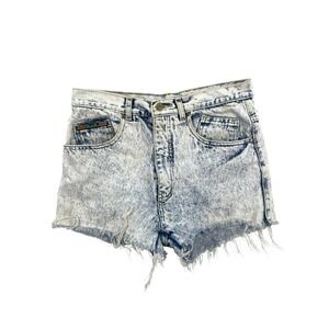 Women's‎ Vintage 80s Slick Acid-Wash High Waist Frayed Jean Shorts Size 31